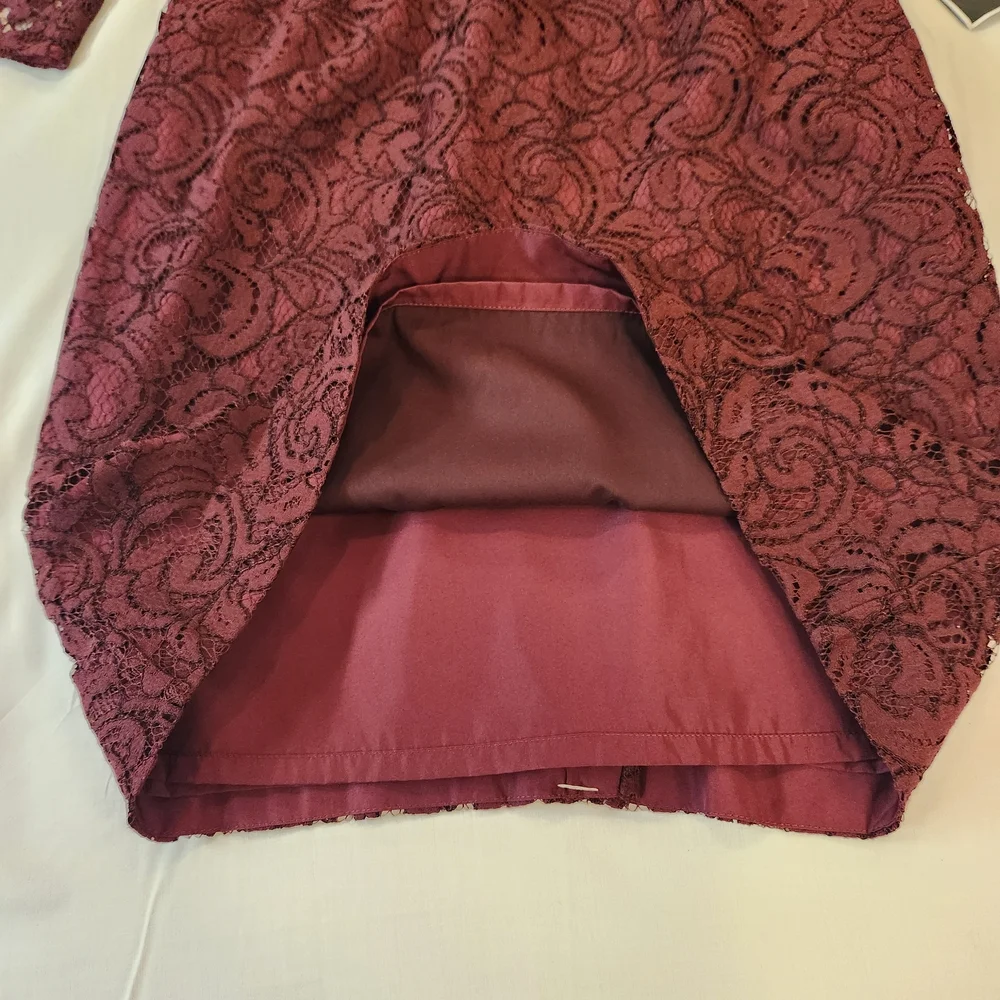 NEW J.Crew Women's Burgundy Lace Overlay Backless‎ Sheath Dress Size 8 Cocktail